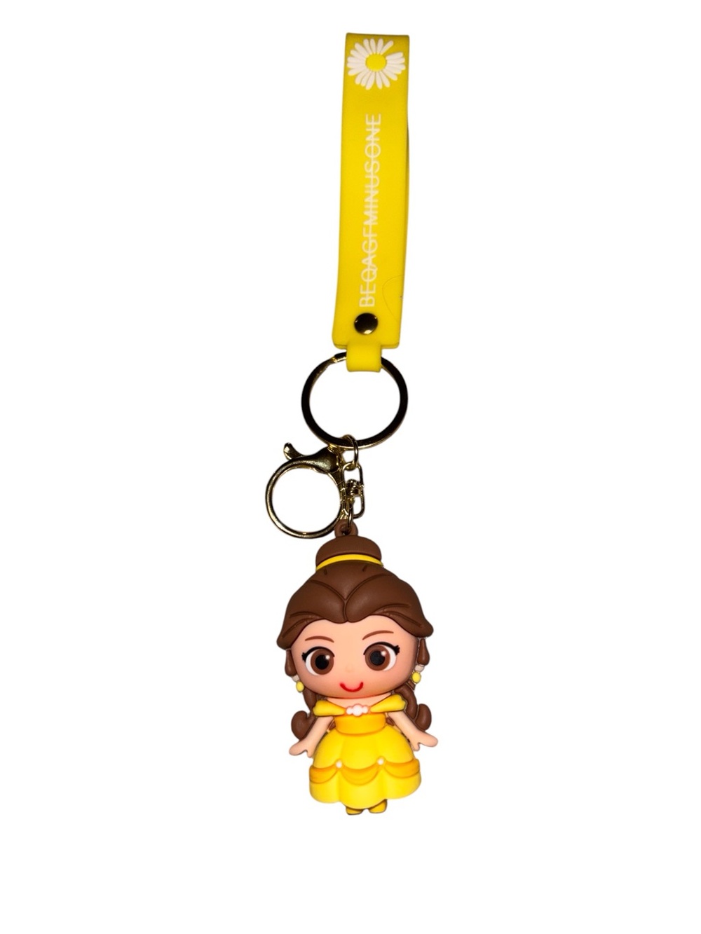 Beauty Princess Silicone Wristlet Keychain Yellow Daisy Bag Charm Cute Kawaii